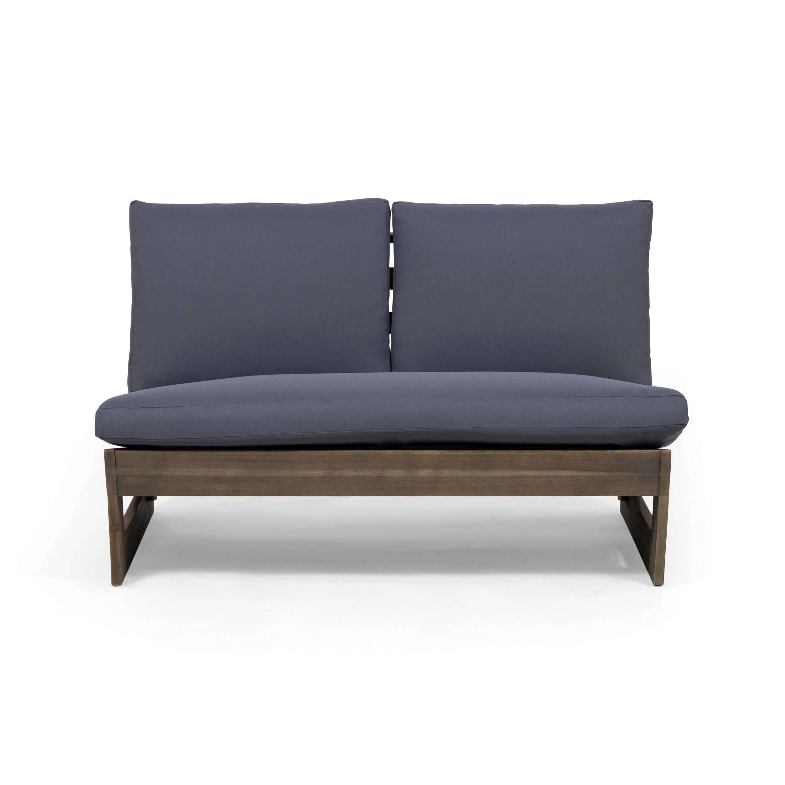 Kaitlyn Outdoor Acacia Wood Loveseat with Cushions