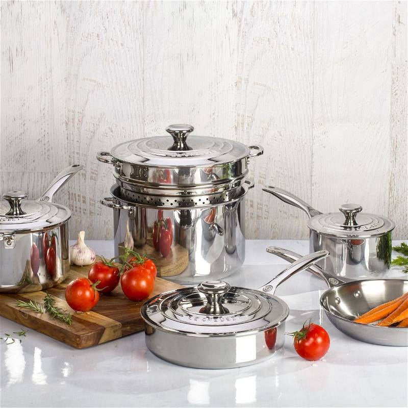 10-Piece Tri-Ply Stainless Steel Cookware Set | Le Creuset