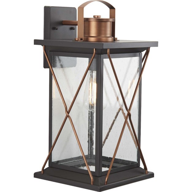 Progress Lighting Barlowe 1 light Outdoor Wall Lantern In Antique Bronze With Clear Seeded Glass