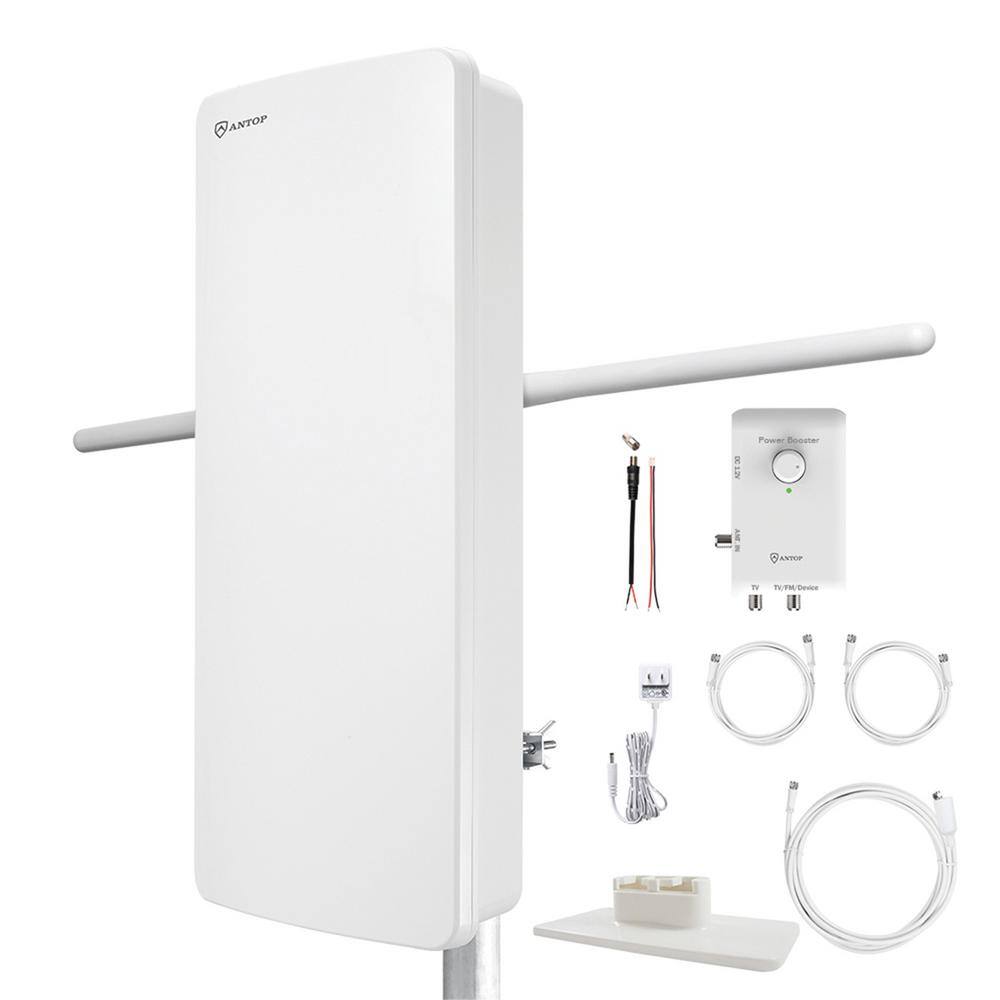 HD Smart Panel Amplified HDTV and FM Amplified IndoorOutdoor Antenna in White AT-800SBS