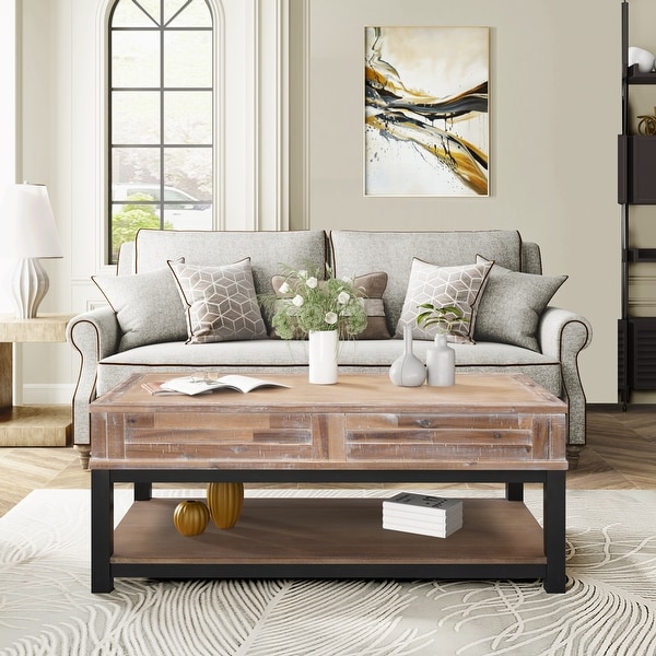 Living room Wooden Lift Top Coffee Table with Shelf