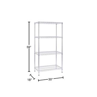 mzg 4 Tier Commercial Chrome Shelving Unit 18 in. x 30 in. x 59 in. U4575150OIBH412KC