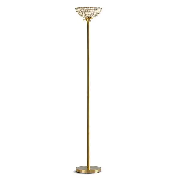 HOMEGLAM Lucie 71-inch Crystal Shade Torchiere Floor Lamp
