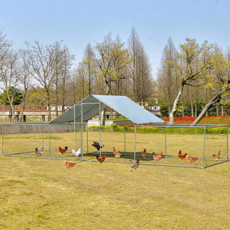 23 x 6.6 FT Half Spire Large Metal Chicken Coop Walk-in Poultry Cage Hen Duck Rabbit Run House with Cover