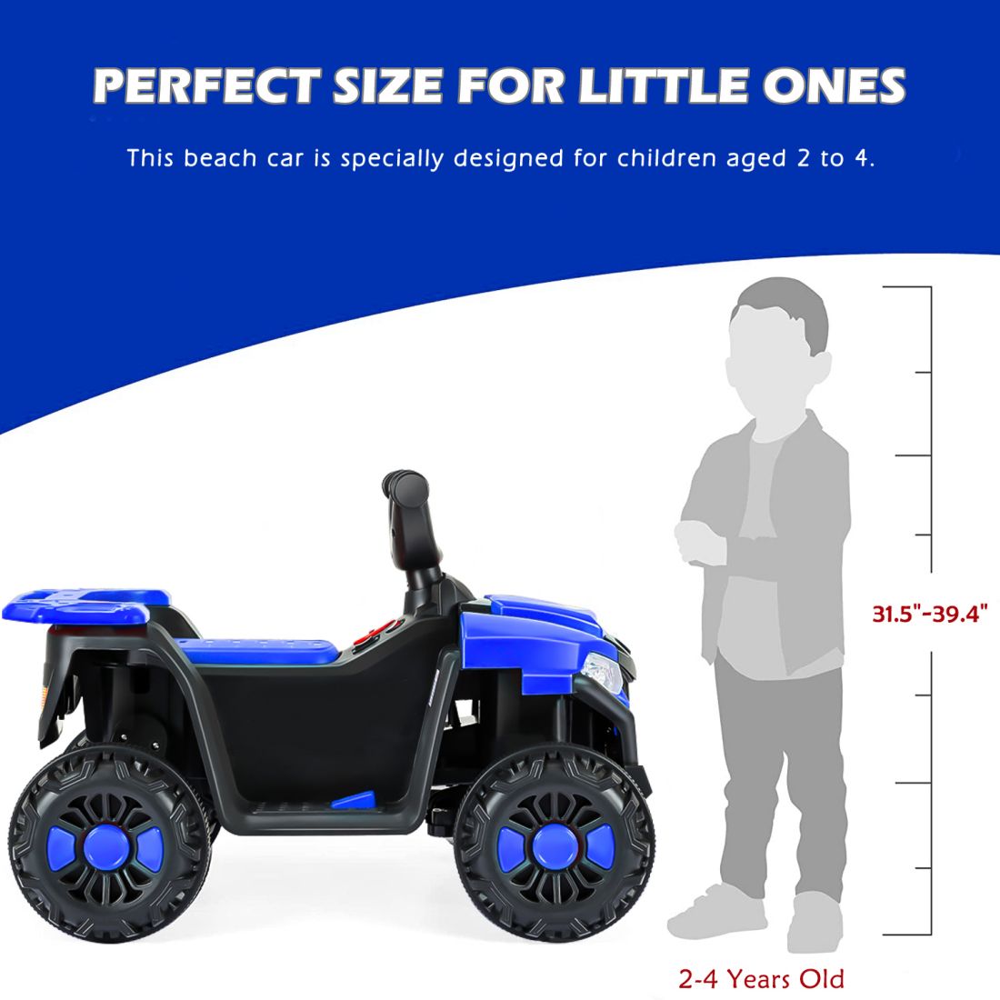 iRerts 6V Ride on Toys for Toddlers Kids, Battery Powered Ride on ATV Cars with Music, USB, MP3 Socket, LED Light, Story, Kids Electric Quad ATV for Boys Girls Gifts, Blue