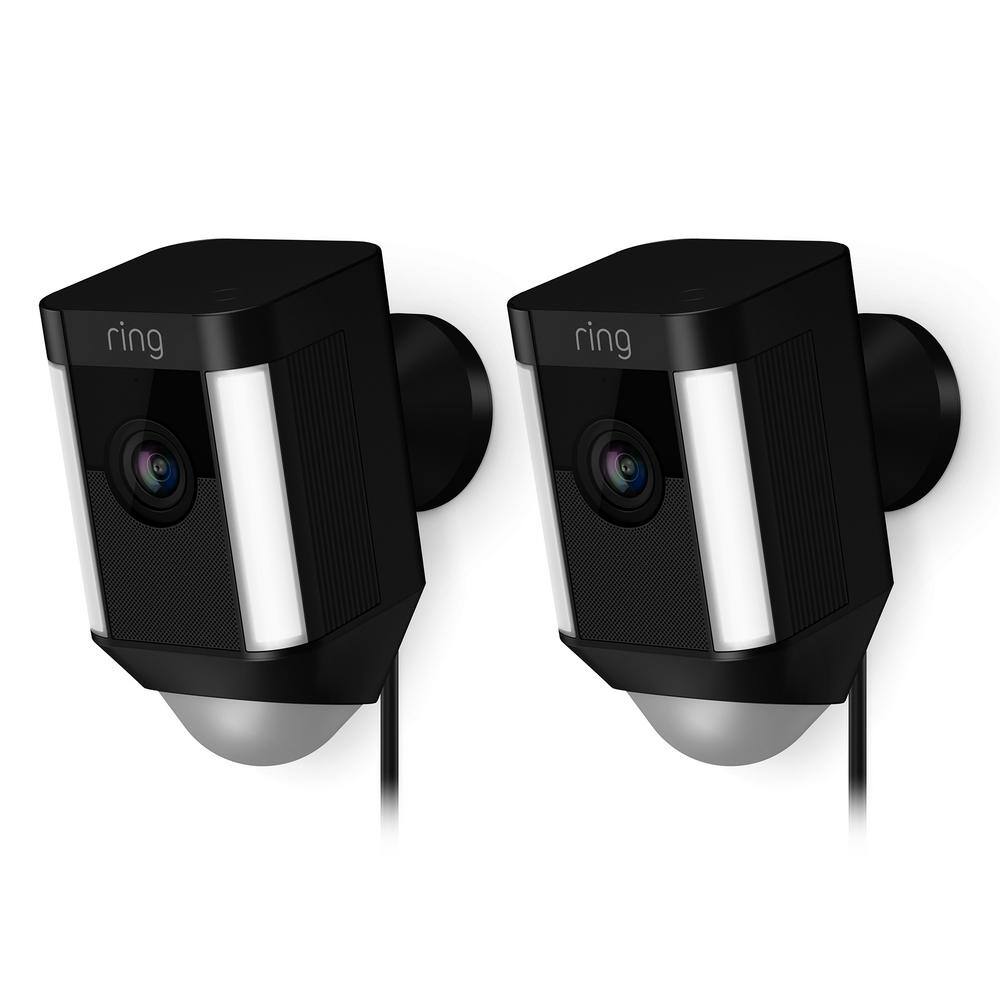 Ring Spotlight Cam Wired Outdoor Rectangle Security Camera Black (2-Pack) 8X71X7-BEN0