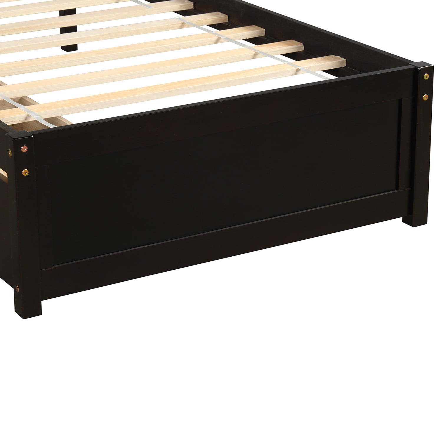 Platform Bed with Storage Drawers, Kids Twin Size Bed Frame No Box Spring Needed, Wood Platform Beds with Headboard and Two Drawers, Modern Single Bed Bedroom Furniture, Espresso, J1164