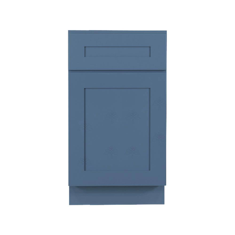 LIFEART CABINETRY Lancaster Blue Plywood Shaker Stock Assembled Base Kitchen Cabinet 18 in. W x 34.5 in. D H x 24 in. D ALB-B18