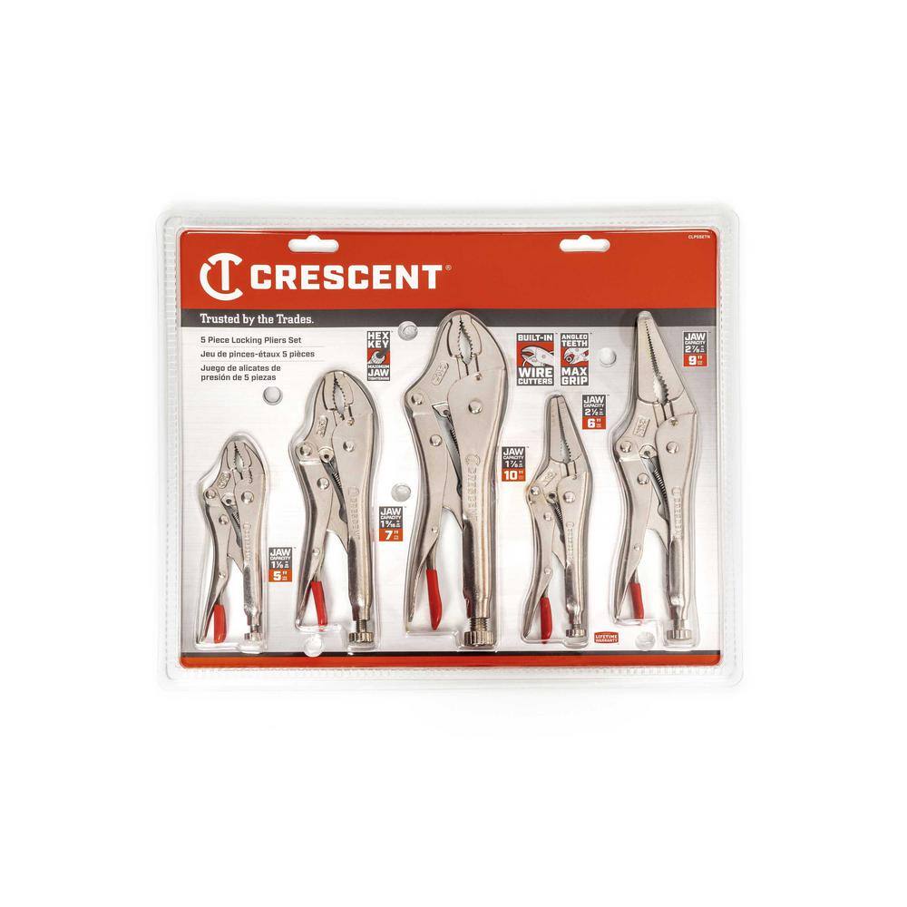 Crescent Locking Plier Set with Wire Cutter and Cushion Grip (5-Piece) CLP5SETN-08