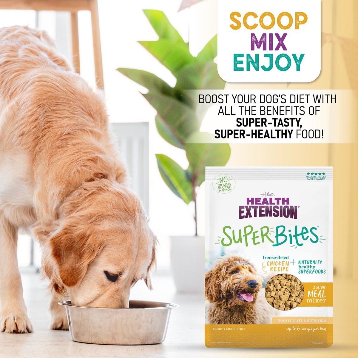 Health Extension Super Bites Chicken Recipe Freeze-Dried Raw Dog Food Mixer