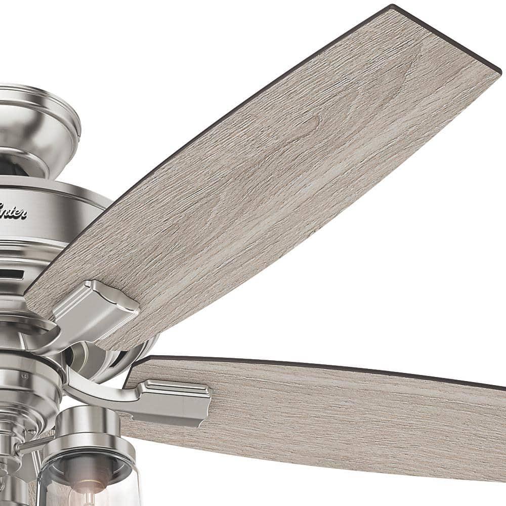 Hunter Bennett 52 in LED Indoor Brushed Nickel Ceiling Fan with 3Light Kit and Handheld Remote Control