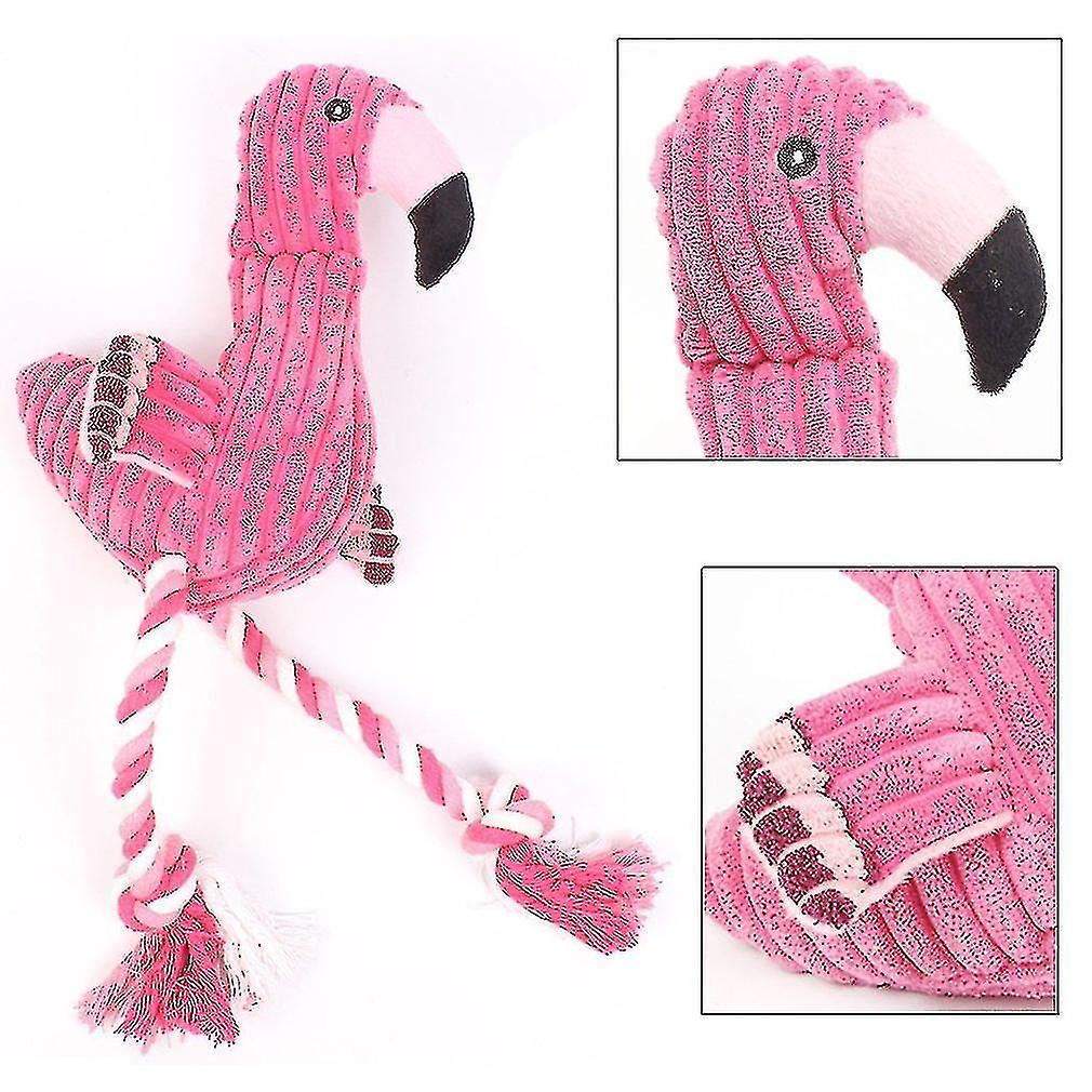 Corduroy Knot Rope Pets Sound Toy Flamingo Shaped Squeaker Grinding Teeth Doll