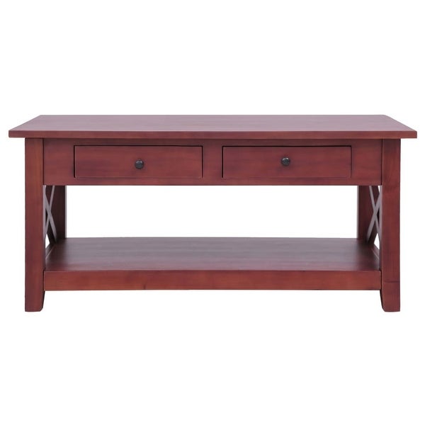 Solid Mahogany Wood Coffee Table with 2 Drawers 39.4