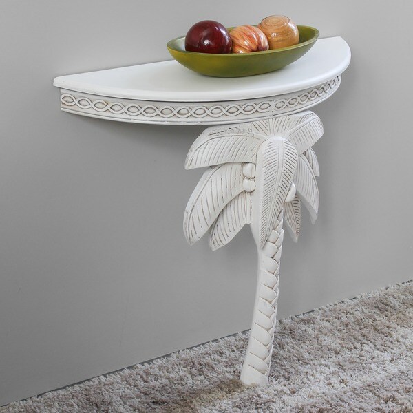 International Caravan Windsor Carved Palm Tree Wall Table