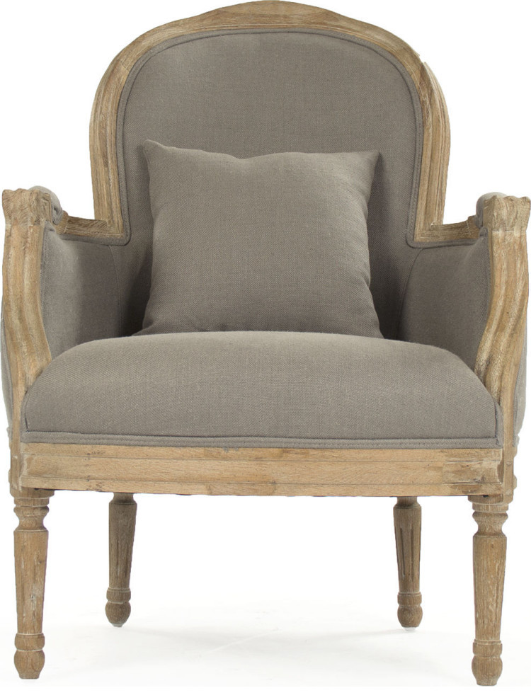 Pascal Club Chair  Gray Linen   French Country   Armchairs And Accent Chairs   by HedgeApple  Houzz