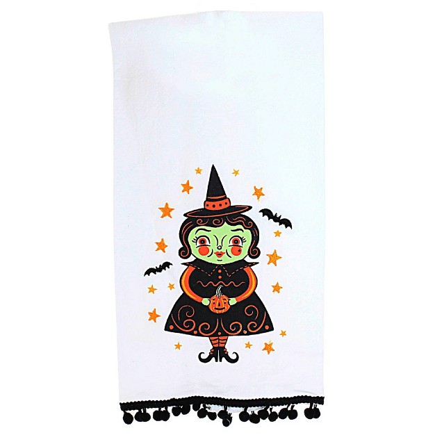 Decorative Towel Cat amp Witch Tea Towel Set 2 2 Kitchen Towels 27 00 Inches Johanna Parker Halloween H7811 Cotton White