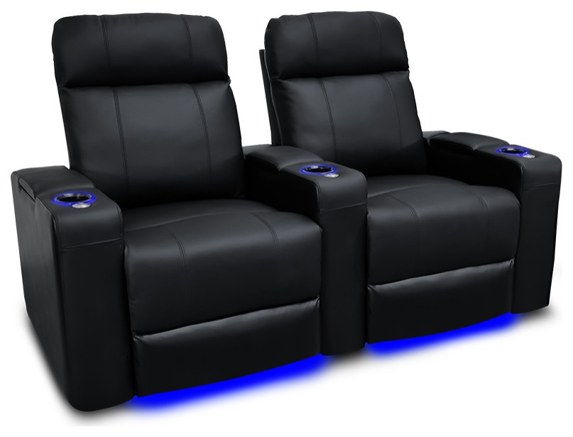 Valencia Piacenza Power Headrest Top Grain Leather Home Theater Seating Black   Theater Seating   by E VISION INTL INC.  Houzz