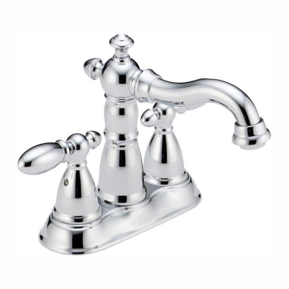 Delta Victorian 4 in Centerset 2Handle Bathroom Faucet with Metal Drain Assembly in Chrome