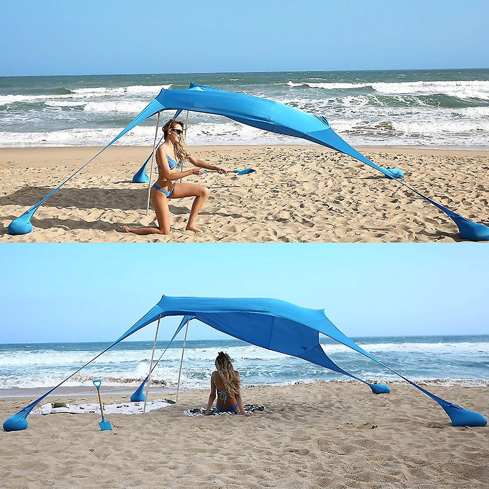 Beach Sunshade Uv Protection Shelter With Sand Anchor With Carry Bag Bench Tent For 3-5 Person Outdoor Awning Green