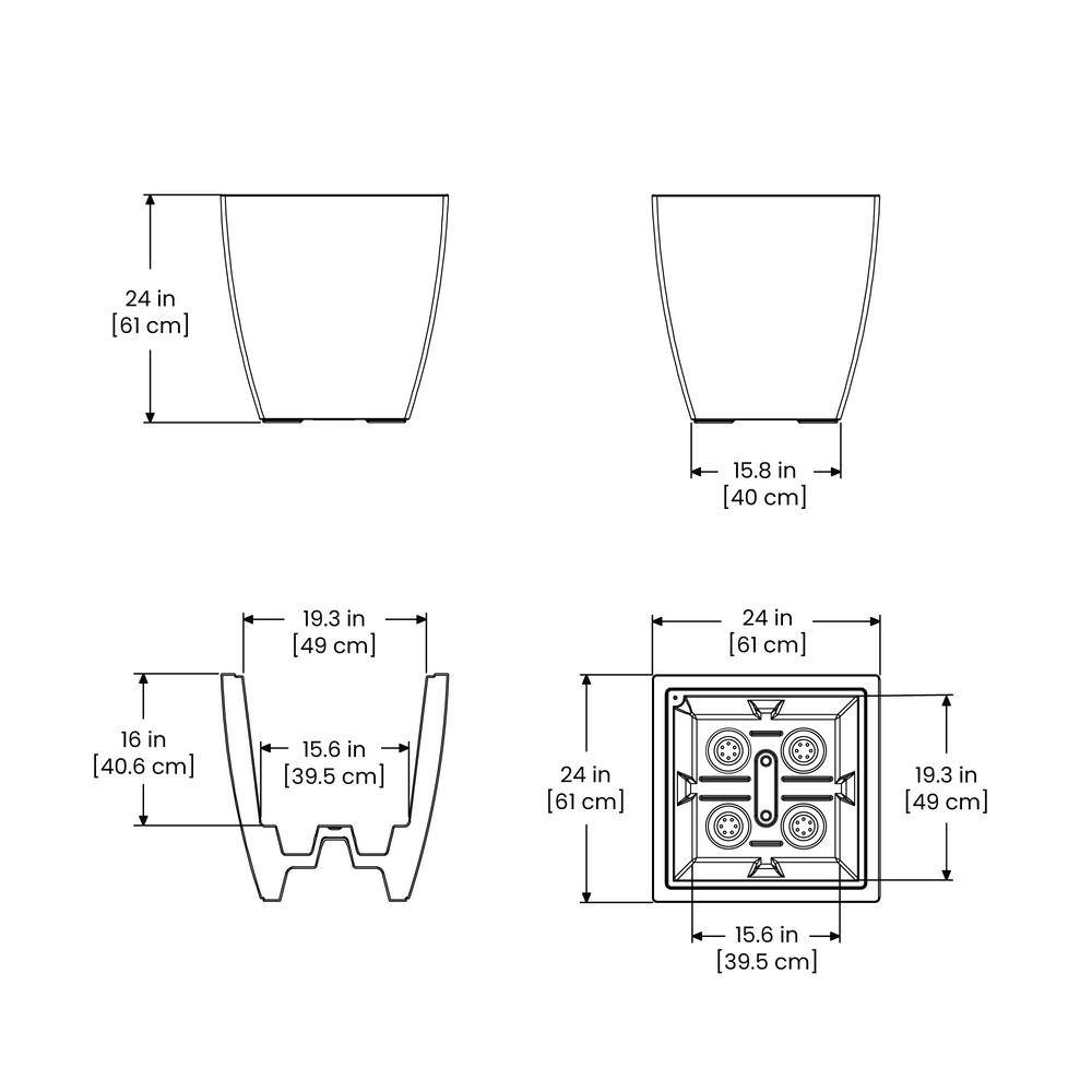 Mayne Kobi 24 in. x 24 in. Black Polyethylene Self-Watering Planter 8889-B