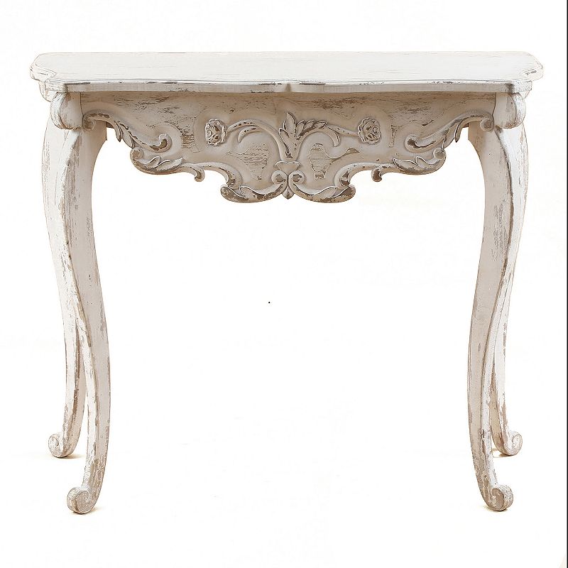 LuxenHome Vintage Off White Wood Console And Entry Table