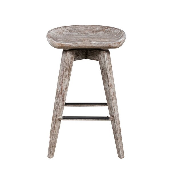 Esme 24 Inch Swivel Counter Stool， Contour Seat， Wood， Tapered Legs