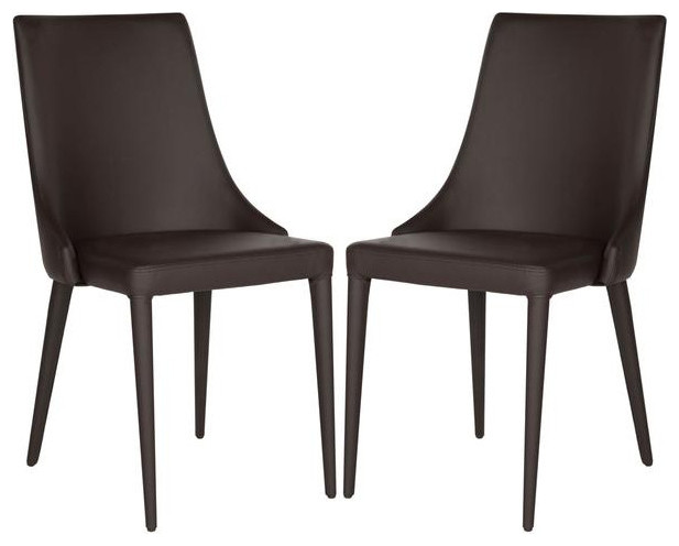 Maysa 19 quotH Leather Side Chair  Set of 2  Brown   Midcentury   Dining Chairs   by V.S.D Furniture  Houzz