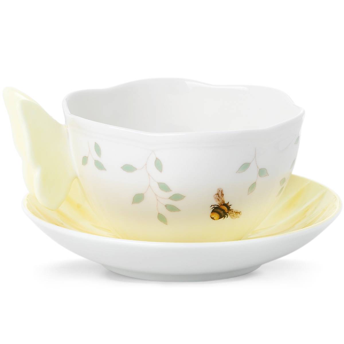 Butterfly Meadow Figural Yellow Cup & Saucer