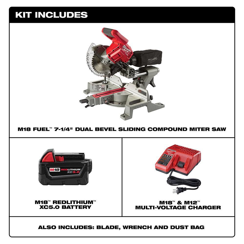 MW M18 FUEL 7-1/4 in. Dual Bevel Sliding Compound Miter Saw Kit 2733-21 from MW