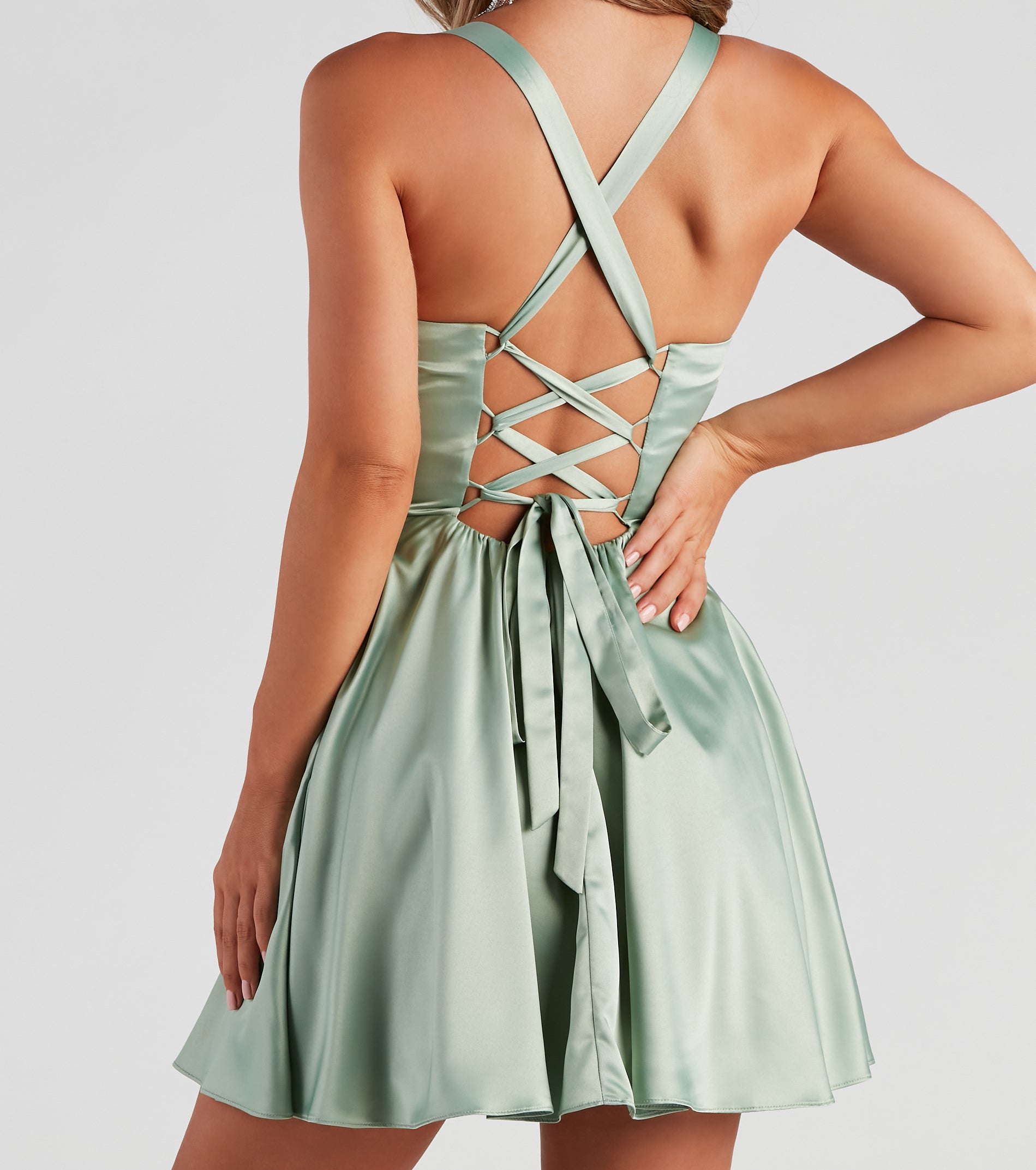 Sabrina Satin Lace-Up Party Dress