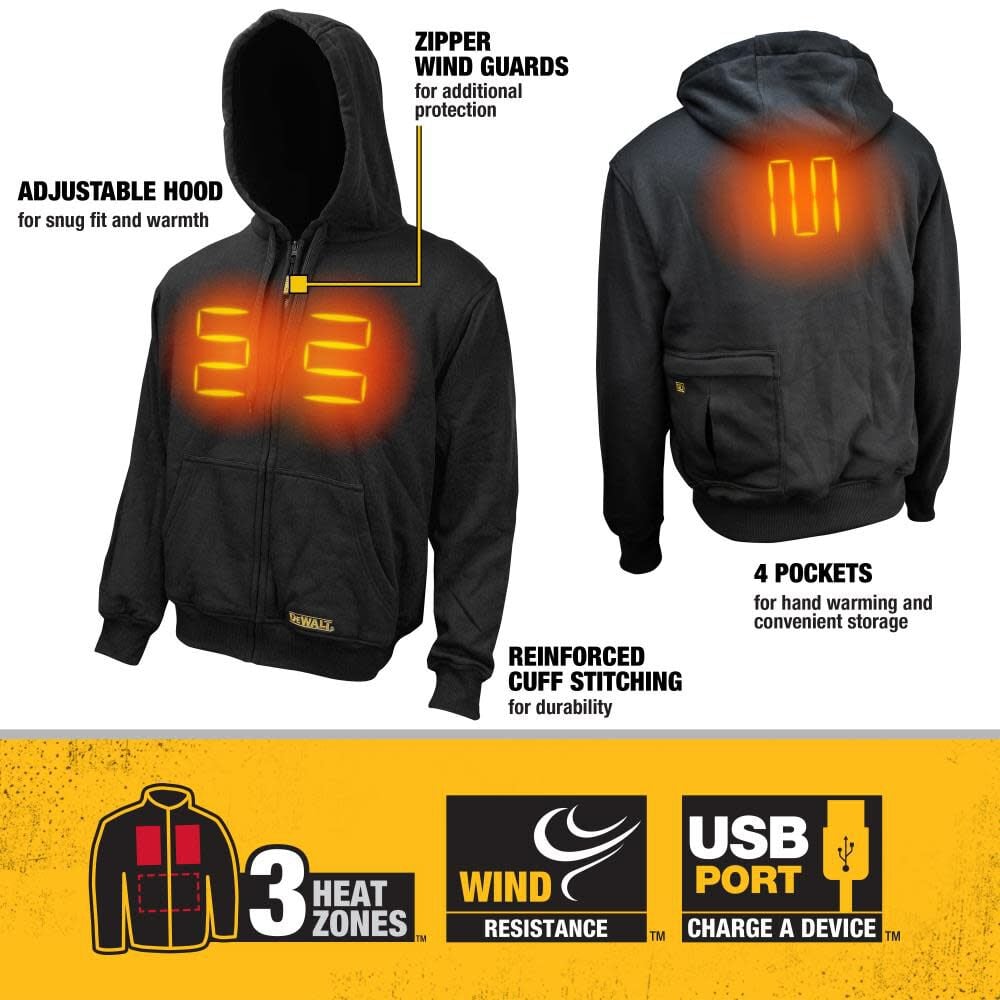 DW 20V Max Mens Heated Bare Tool Hoodie 2X Black DCHJ067B-2XL from DW