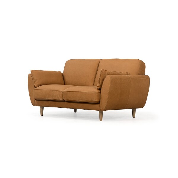 Wilmington Leather Indoor Modern Shelter Arm Sofa - Camel - 68