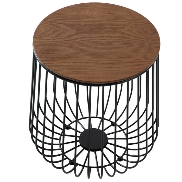 LeisureMod Runswick Modern Wood Top End Table With Metal Base - 16