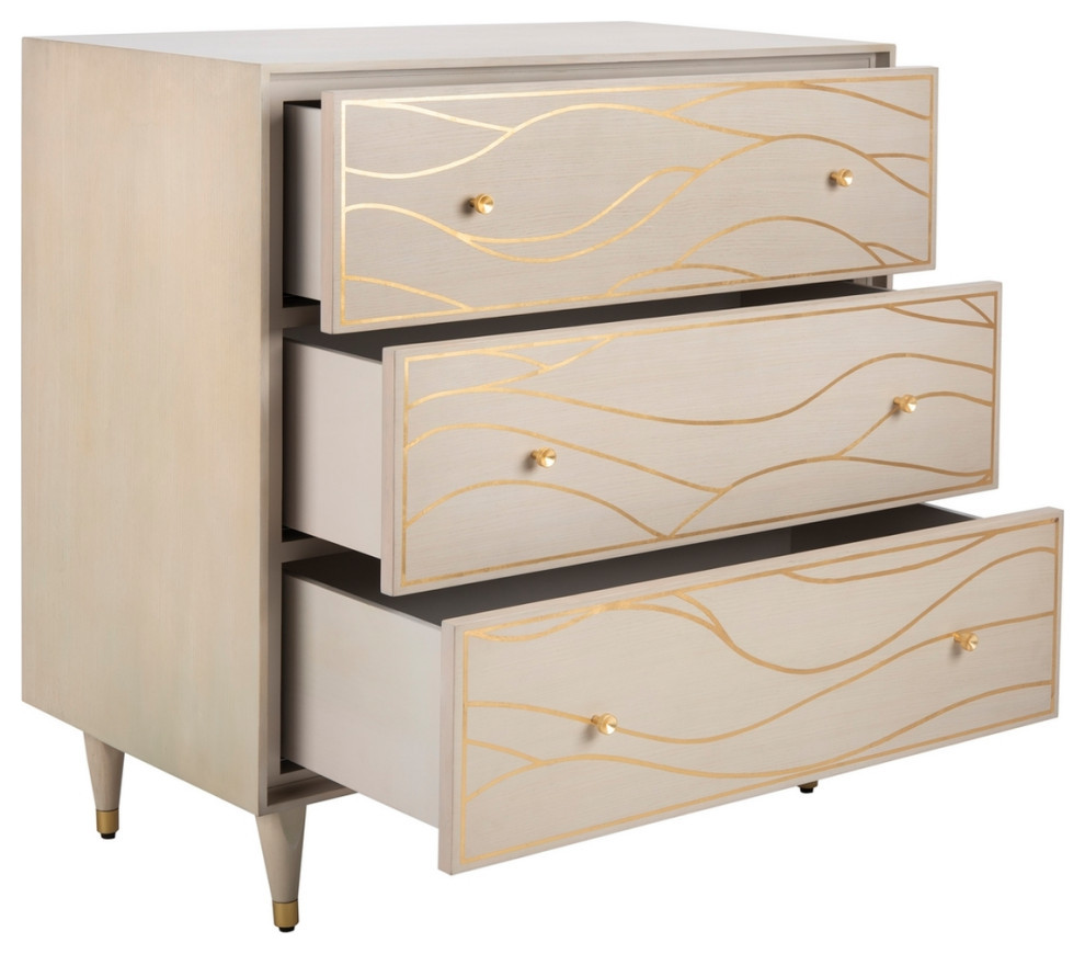 Cantili Antique Gold Wave Chest White   Midcentury   Accent Chests And Cabinets   by V.S.D Furniture  Houzz