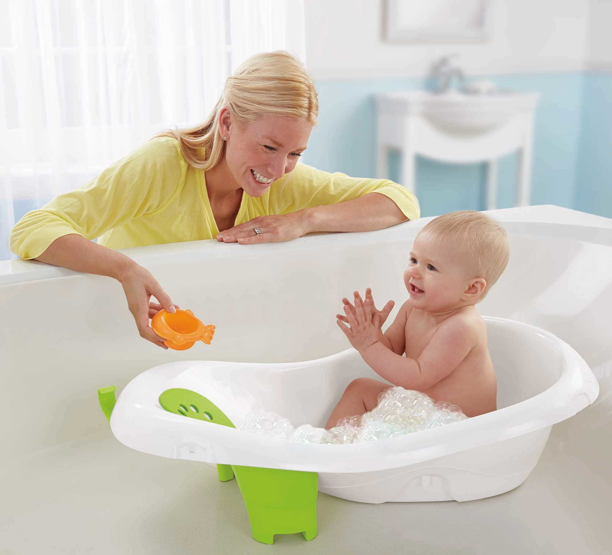 Fisher-Price 4-in-1 Sling ‘n Seat Tub Baby to Toddler Bath with 2 Toys, Green