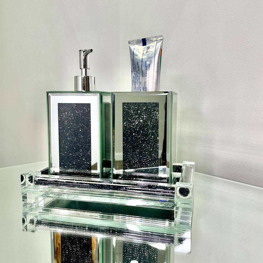 Exquisite 3-Square Soap Dispenser and Toothbrush Holder with Tray 2022-7-13-7