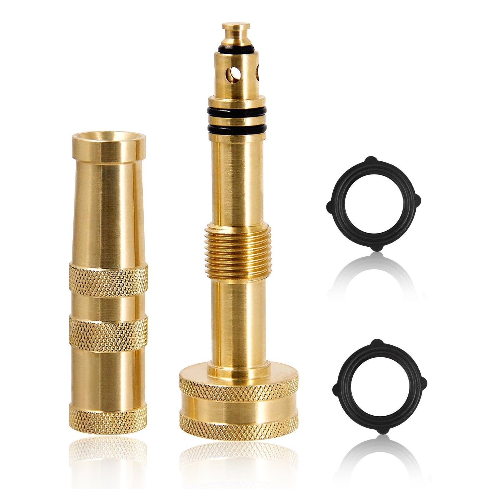 High Pressure Hose Nozzle， EEEkit Lead-Free Brass Nozzle for Car and Garden， Heavy Duty Adjustable Twist Water Sprayer from Spray to Jet， Solid Brass Hose Nozzle for Standard Hose