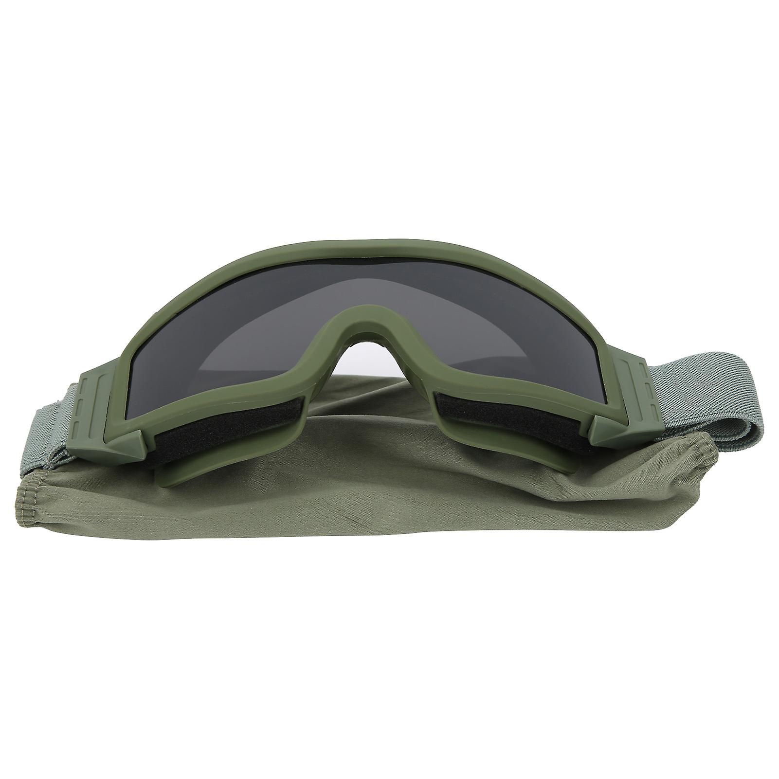 Tactics Dustproof Protective Glasses Impact Resistant Antiexplosion Military Goggles(verre Gris  Cadre Vert Arme )