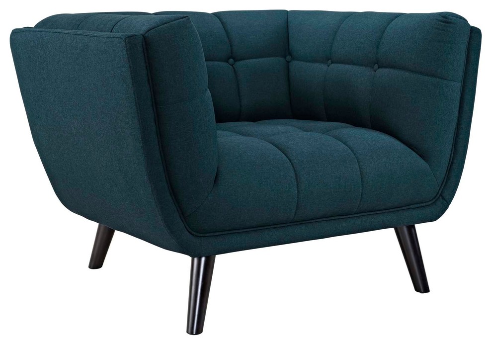 Bestow 2 Piece Upholstered Loveseat and Armchair Set  Blue   Midcentury   Living Room Furniture Sets   by Kolibri Decor  Houzz