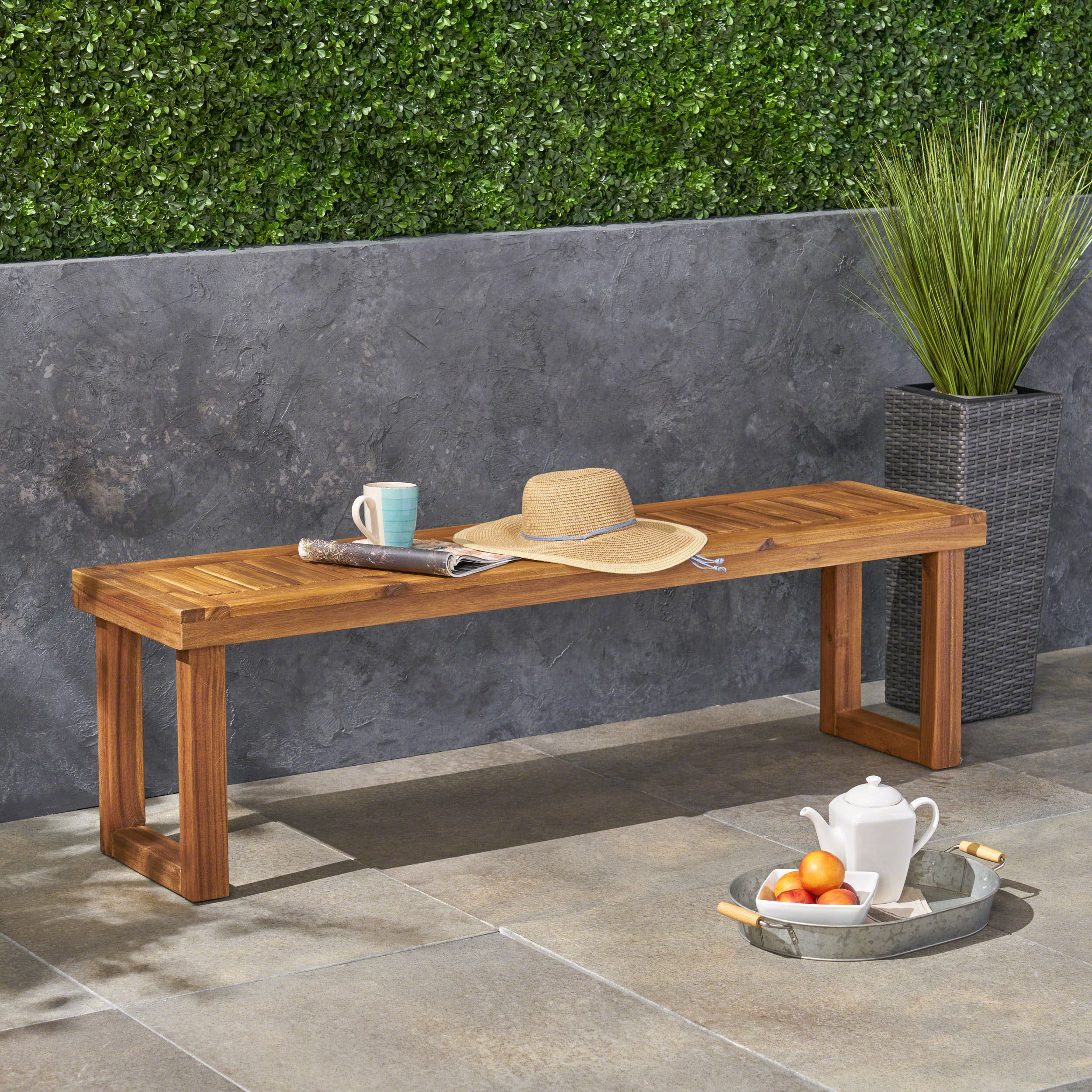 Kemp Outdoor Acacia Wood Bench