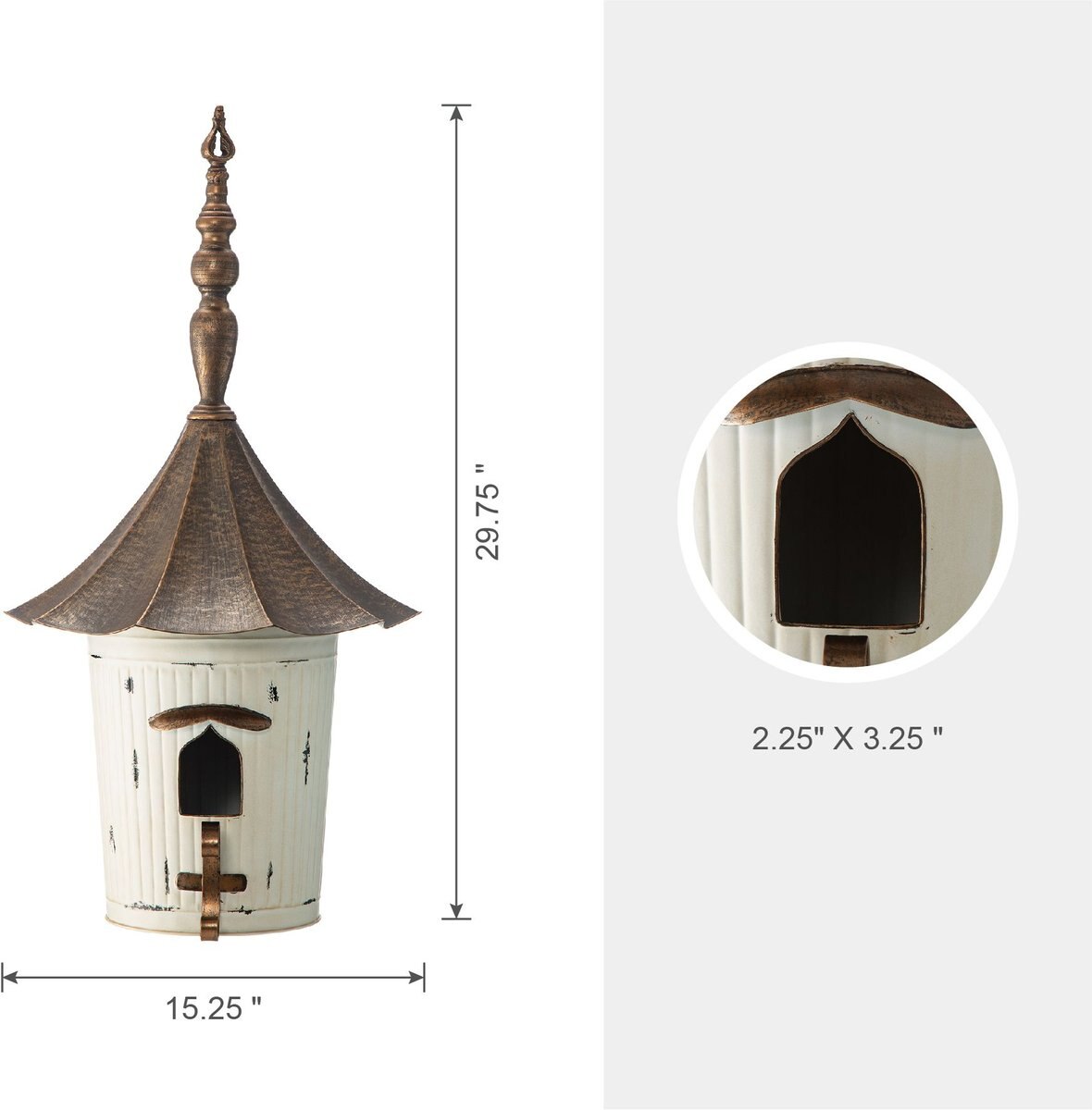 Glitzhome Farmhouse Metal Pagoda Birdhouse with Bronze Roof