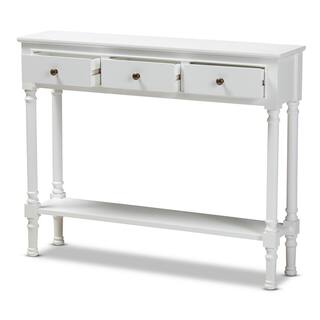 Baxton Studio Calvin 10 in. White Standard Rectangle Wood Console Table with Drawers 165-10697-HD