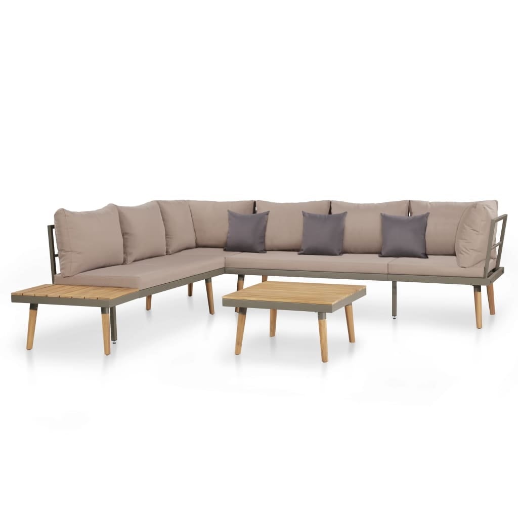 4 Piece Garden Lounge Set with Cushions Solid Acacia Wood Brown - Overstock - 35108239