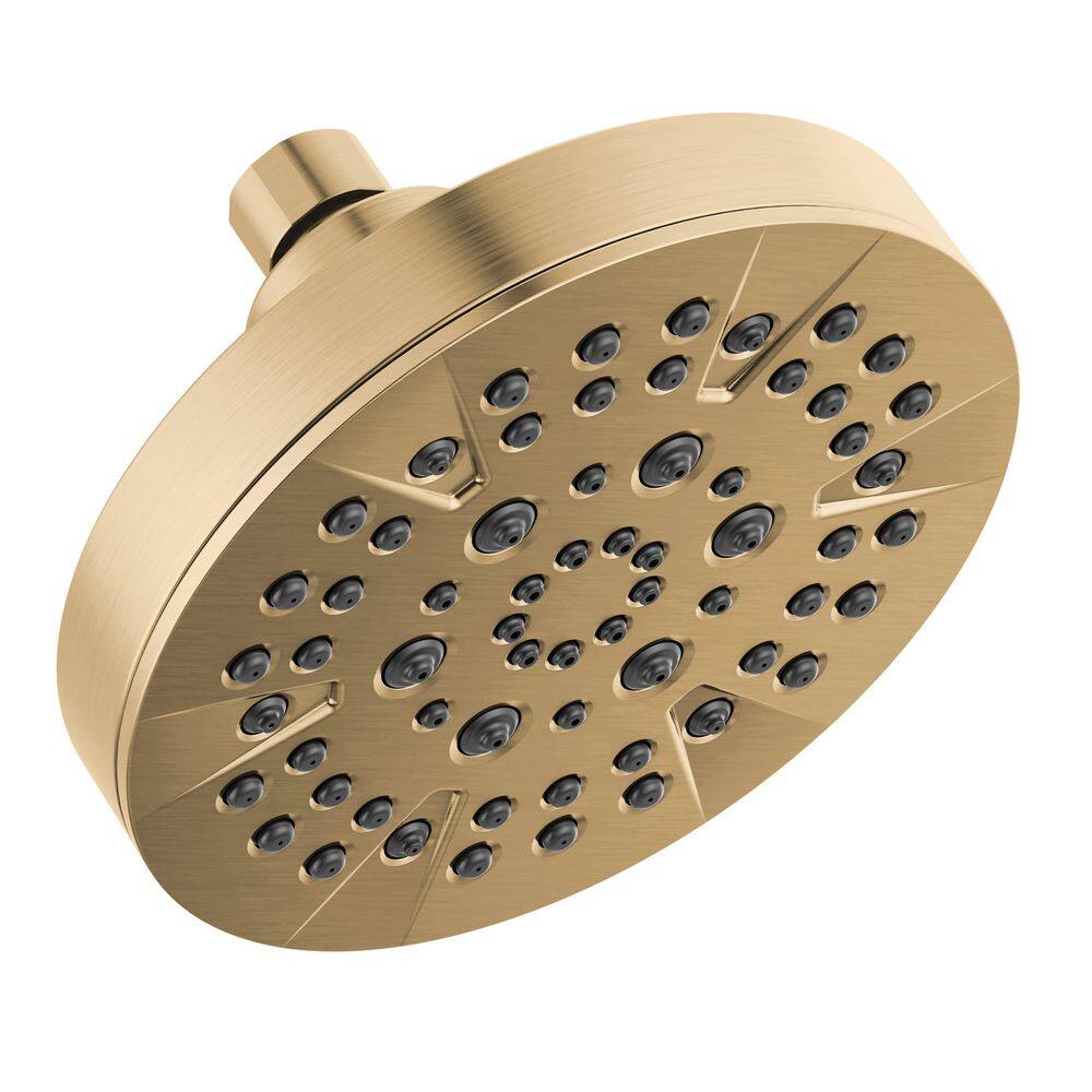 Delta 5-Spray Patterns 1.75 GPM 6 in. Wall Mount Fixed Shower Head in Champagne Bronze 52535-CZ