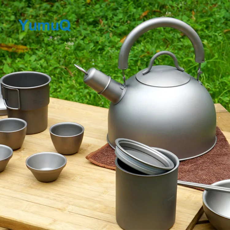 YumuQ 18.5cm x 21cm 2L Wholesale Foldable Titanium Outdoor Camping Water Mug Kettle For Travel Hiking