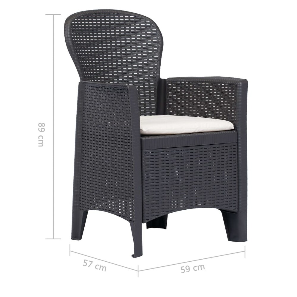 vidaXL Patio Chairs 2 Pcs Dining Single Chair with Cushion Plastic Rattan Look   23.2\