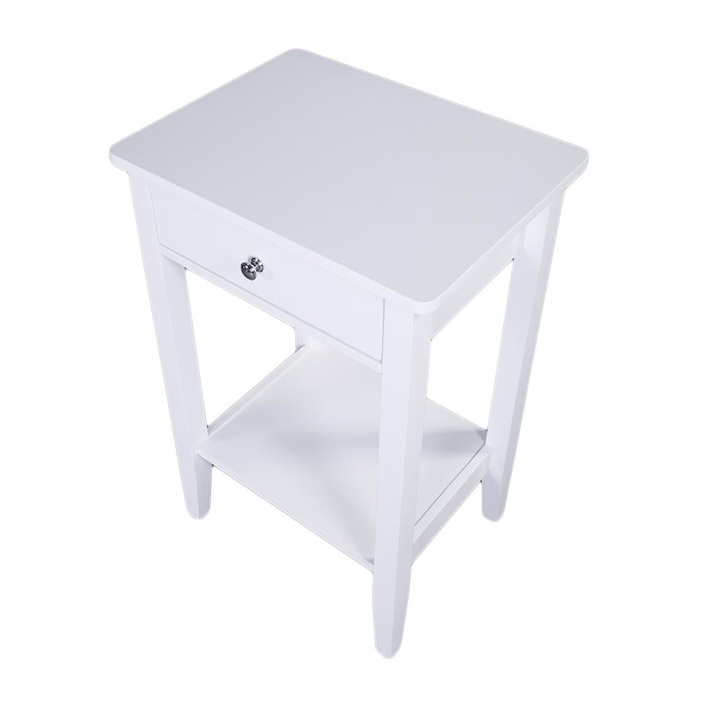 Ktaxon 2-Tier Nightstand with Storage Drawer, Sofa Table End Table for Bedroom, White