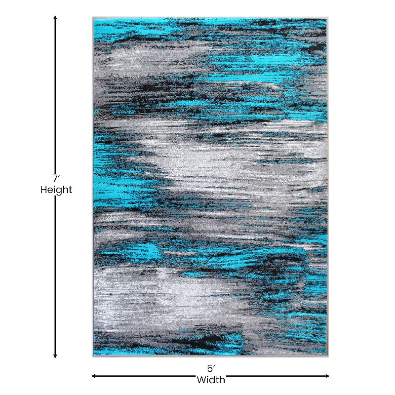 Masada Rugs Masada Rugs Trendz Collection 5'x7' Modern Contemporary Area Rug in Turquoise， Gray and Black - Design Trz863