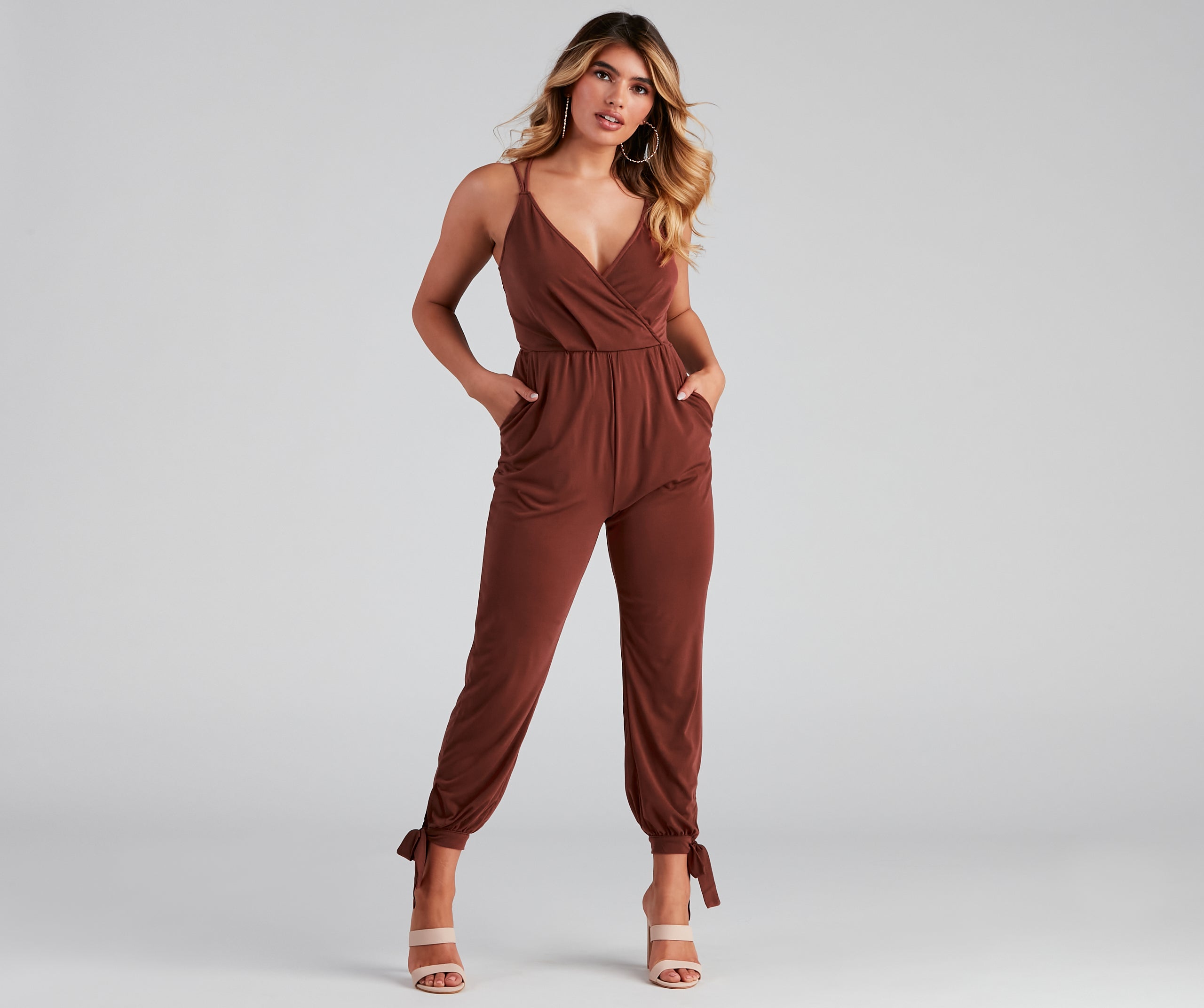 Chic Impressions Sleeveless Surplice Jumpsuit