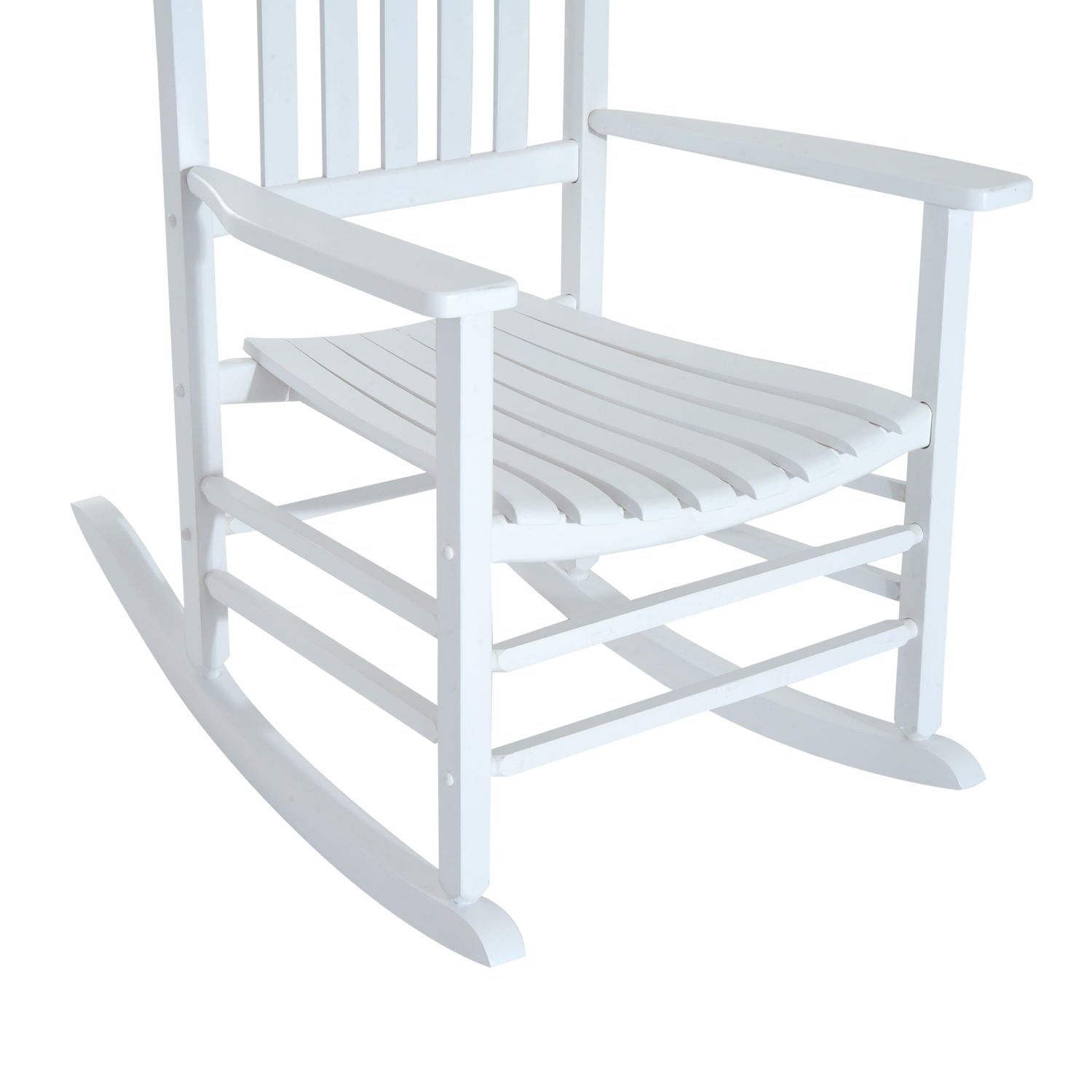 Outsunny Outdoor Rocking Chair, Wooden Rustic High Back All Weather Rocker, Slatted for Indoor, Backyard & Patio, White